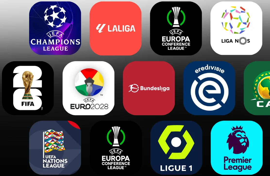 Übersicht grosser Fussball-Wettbewerbe: Champions League, Bundesliga, LaLiga, Premier League und mehr